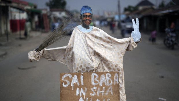 An image of presidential challenger  Muhammadu Buhari at an intersection in Kaduna, Nigeria, on Monday. 