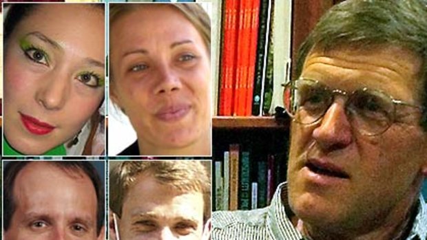 Murdered ...Tom Little and, inset top , Karen Woo, left,  and Cheryl Beckett, and Glen Lapp, bottom left, and Thomas Grams.