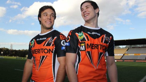 Better by halves: Contracted Tigers cubs Luke Brooks (left) and Mitchell Moses.