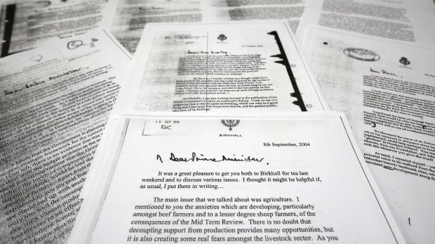 "Black spider memos": Some of the 27 letters written between Prince Charles and Tony Blair's government, showing the prince's unusual handwriting style.