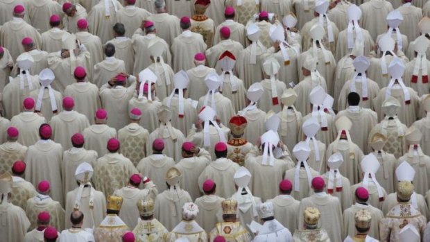 Bishops attend the canonisation mass in Vatican City.