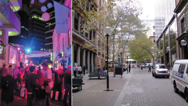 Albion Place, left, and Barrack St, Sydney