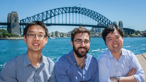 The SwatchMate founders Djordje Dikic, Paul Peng and Rocky Liang on a visit to Sydney.