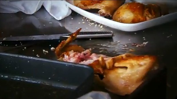 Not feeling the heat enough ... The offending raw chicken on MasterChef's Barossa bootcamp.