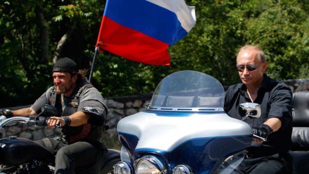 Easy ride ... Vladimir Putin with bikers.