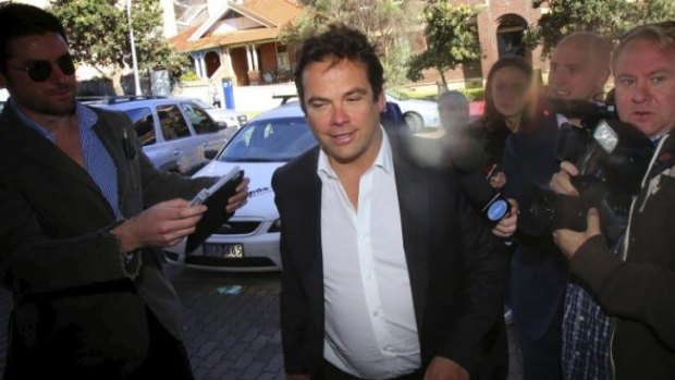Lachlan Murdoch arrives at the Bondi Beach residence of James Packer on Monday.
