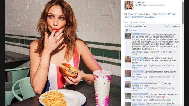 Ricki-Lee's <i>Come And Get In Trouble With Me</i> lyrics "milkshakes, burgers and fries" drummed up discussion about her weight.