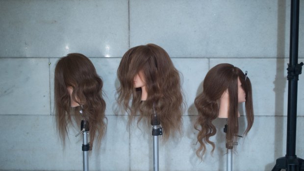Wigs showing the various stages of the hair look for the opening gala at Melbourne Spring Fashion Week.