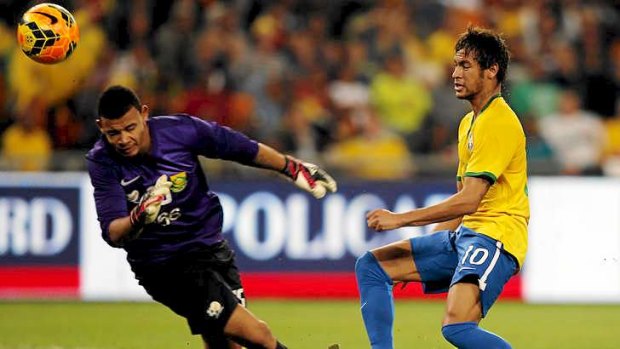 Neymar chips South Africa's goalkeeper Ronwen Williams.