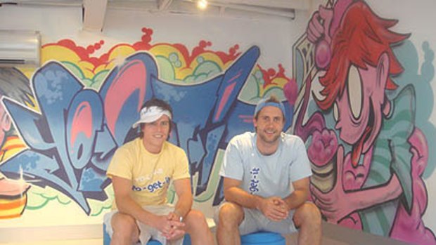 Yo-get-it owners Scott Bradley and Sean Towner in their new store.