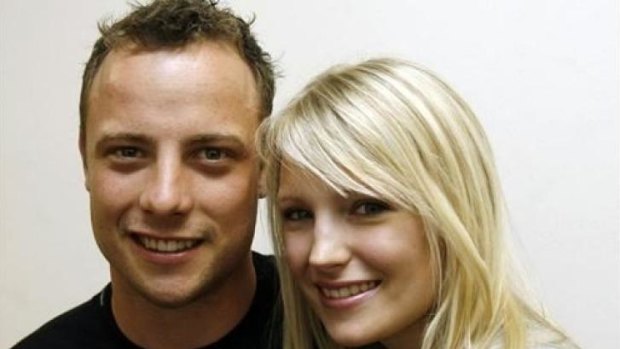 Volatile: Oscar Pistorius with former girlfriend Samantha Taylor.