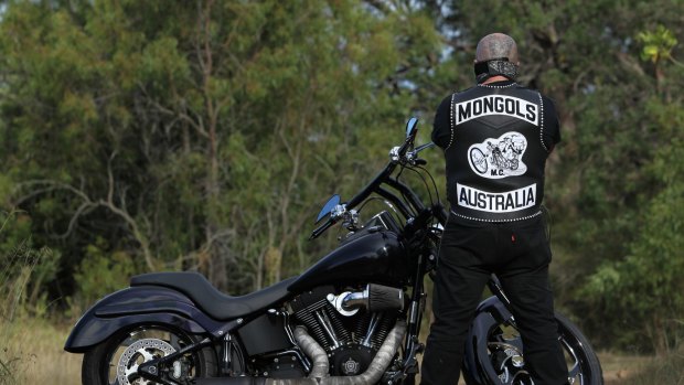 A member of the Mongols Motorcycle club, Australia.