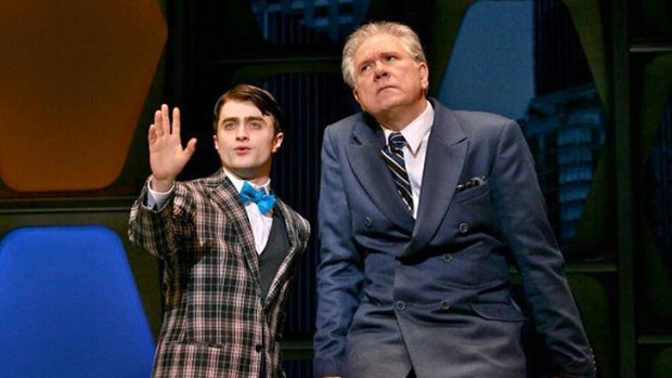 Daniel Radcliffe and John Laroquette share the stage in <i>How To Succeed in Business Without Really Trying</i>.