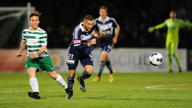 Homecoming: Melbourne Victory and Socceroos star Carl Valeri in action on Tuesday night.
