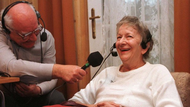 Polish poet Wislawa Szymborska, the 1996 Nobel Prize for Literature winner, shortly after the announcement was made.