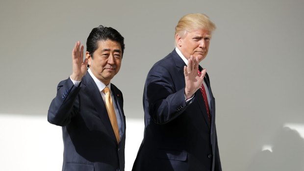 Joint rebuke: Japanese Prime Minister Shinzo Abe and US President Donald Trump have criticised the missile launch. 