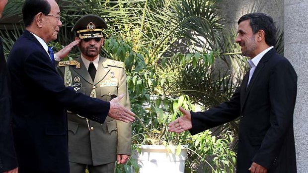 ''Boosting the anti-hegemonic front'' ... Mahmoud Ahmadinejad and Kim Yong-nam meet in Tehran.