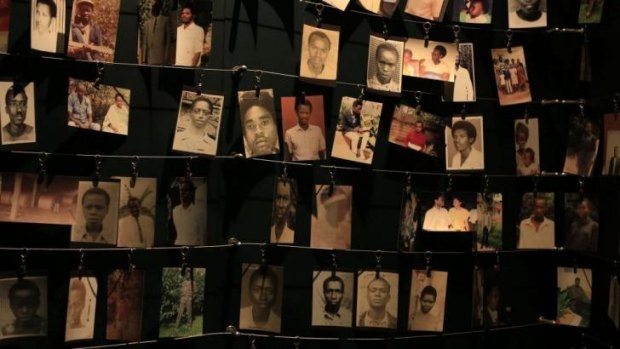 Photographs of victims of the 1994 Rwanda genocide hang inside the Kigali Genocide Memorial Centre.