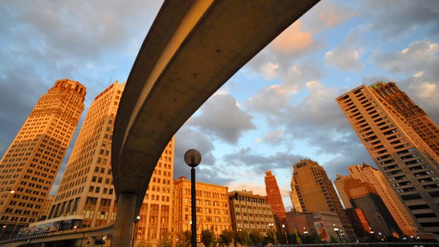 Under the transit line in Detroit.