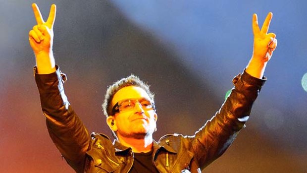 Bono, the lead singer of Irish Band U2 at Soccer City Stadium in Soweto, South Africa.