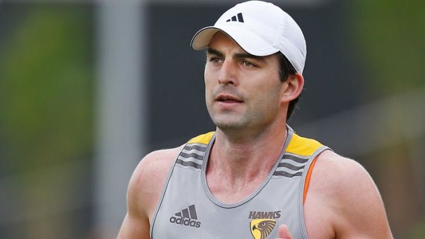 Brian Lake on the training track for Hawthorn.