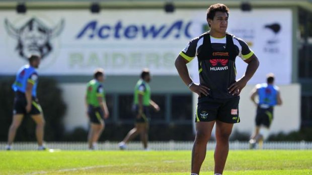Josh Papalii during a raiders training session at ActewAGL Park.