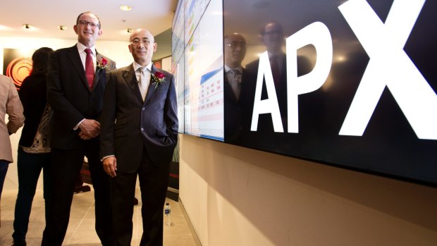 Asia Pacific Exchange chief operating officer  David Lawrence, left, and deputy chairman George Wang.