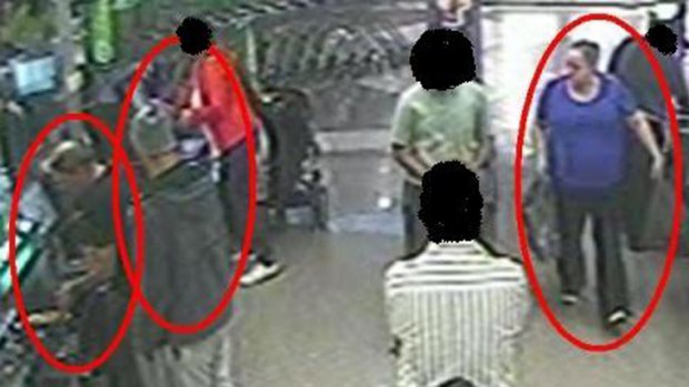 Three of the suspects pictured in a store at Northland.