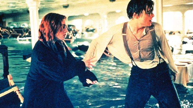 Water torture ... Leonardo DiCaprio resisted water scenes. Pictured with Kate Winslet in <i>Titanic</i>.