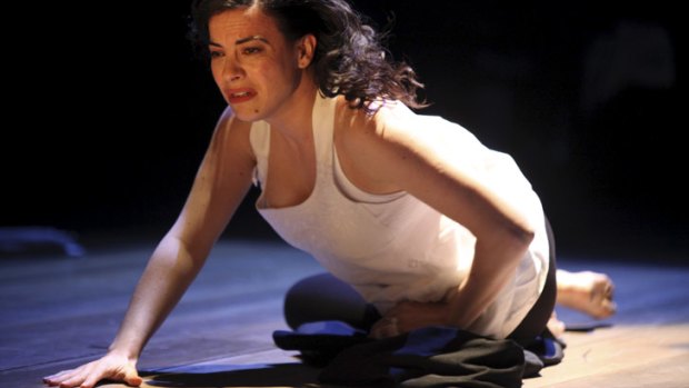 Irish cabaret artist Camille O’Sullivan  in a performance of Shakespeare's <i>The Rape of Lucrece</i>,  in which selected stanzas are sung as original modern ballads.