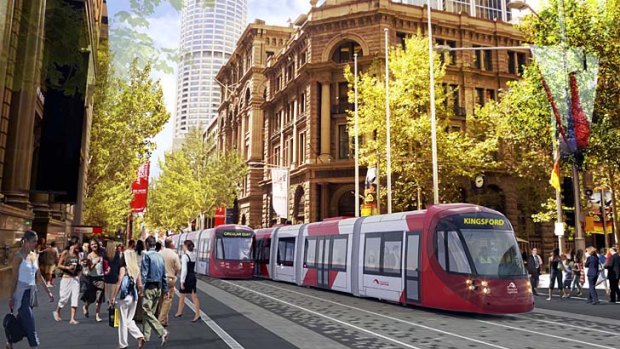 Boulevard: An artist's impression of George Street once the cars are removed, the light rail moves in and pedestrians walk to their favourite routes.