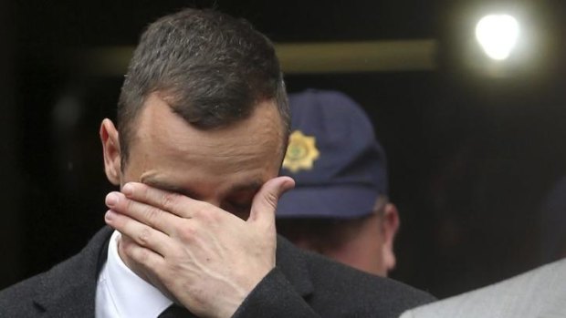 Emotional mess ... Oscar Pistorius, leaves the high court in Pretoria.