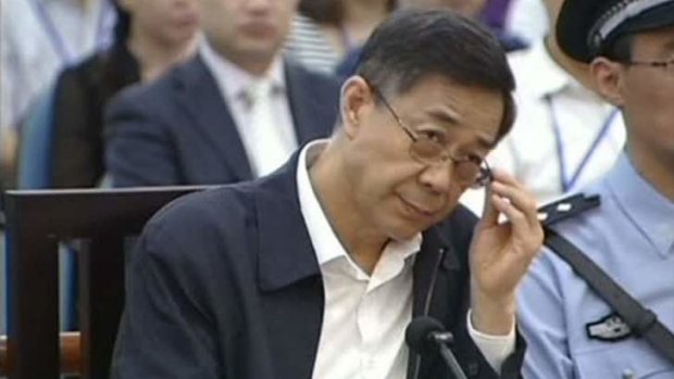 Ousted senior Chinese politician Bo Xilai attends the fifth day of his trial at the Jinan Intermediate People's Court in Jinan.