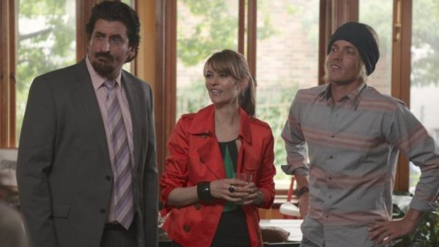 Family bonds ... Martin Clegg (played by Lachy Hulme), Billie Proudman (Kat Stewart) and Jimmy Proudman (Richard Davies) in new series of <i>Offspring</i>.