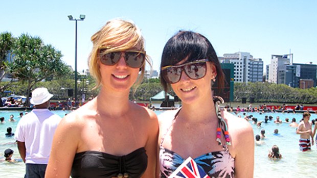 Revellers get into the Australia Day spirit at the South Bank beach.