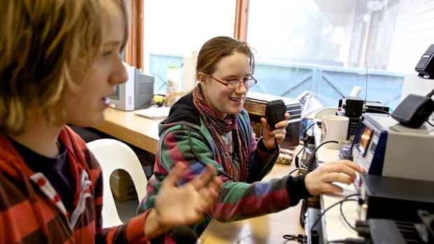 Justin Stewart and Monique Golub take to the airwaves at Sherbrook Community School.