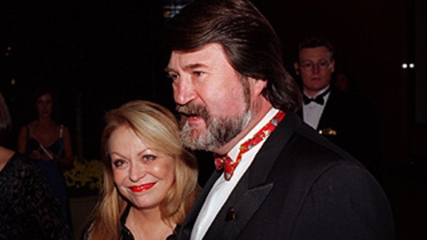 Big leap ... Jacki Weaver and Derryn Hinch together at the 1997 Logie Awards.