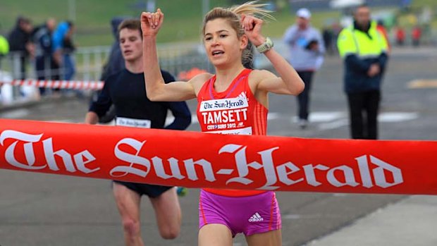 First woman over the line ...  Lara Tamsett.