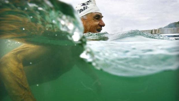 Old school ... at 81, John Kelso is one of the oldest members of the ocean swimming fraternity.