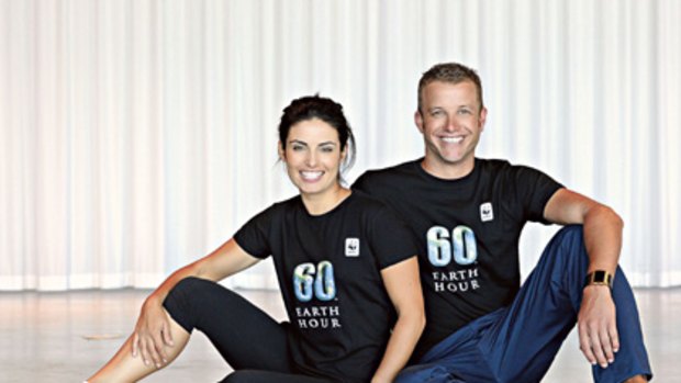 Now is the hour ... Earth Hour champions  Ada Nicodemou  and Luke Jacobz, from Home and Away