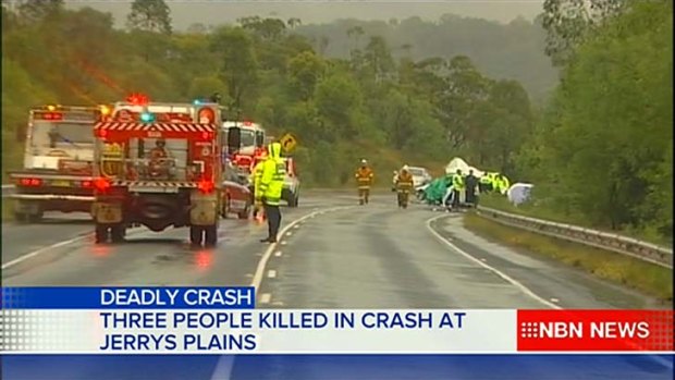 Scene of triple fatal accident on the Golden Highway at Jerrys Plains.