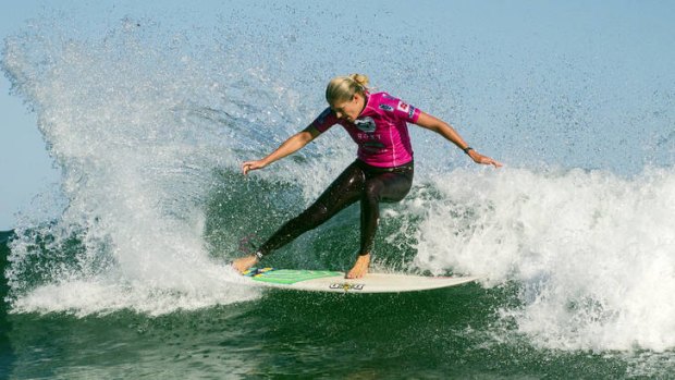 Stephanie Gilmore rides a wave during the Roxy Pro surfing competition in Biarritz, France.