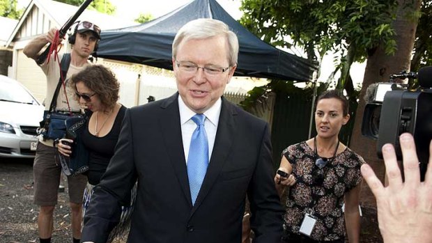 Kevin Rudd leaves home in Brisbane today.