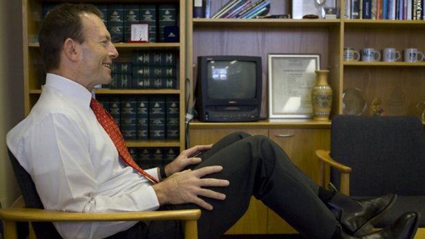Liberal MP Tony Abbott in his electorate office in Manly in Sydney.