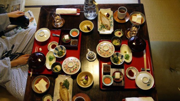 Traditions: a multicourse meal, or kaiseki, is served in a guest's room after a communal bath.