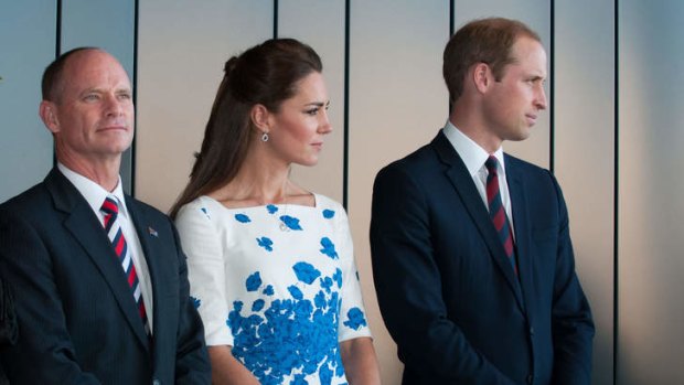 Britain's Prince William and Catherine, Duchess of Cambridge, with Queensland Premier Campbell Newman.