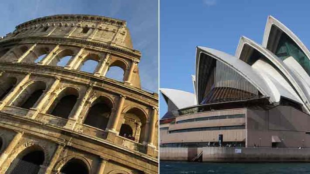 Sydney Opera House versus Rome's Colosseum. There's no comparison between Australia and Europe, says David Whitley.