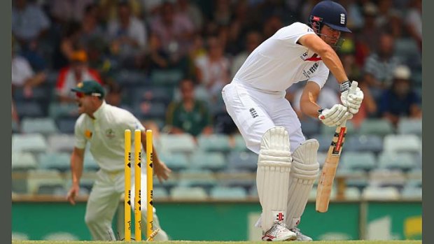 Alastair Cook is bowled for a golden duck at the start of England's chase of 504.