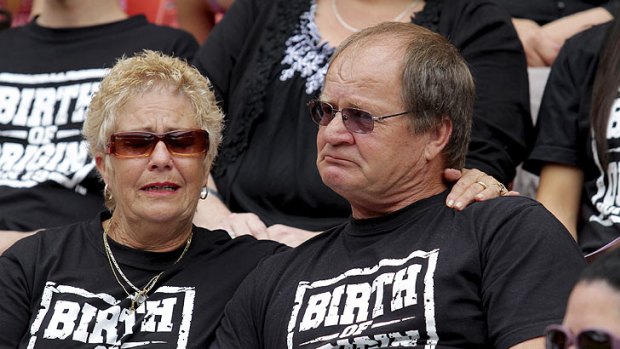 Tommy Raudonikis at the memorial service for his friend Arthur Beetson.