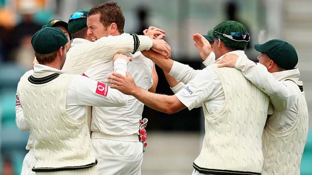 Big breakthrough ... Peter Siddle removed Mahela Jayawardene for his sixth wicket of the match.